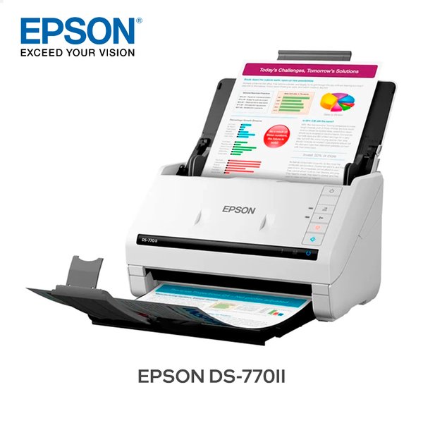 Escáner Epson DS-770 II / Ultra Rápido de Escritorio / ADF 100 Hojas / 45 ppm - 90 ipm / Duplex / USB 3.0