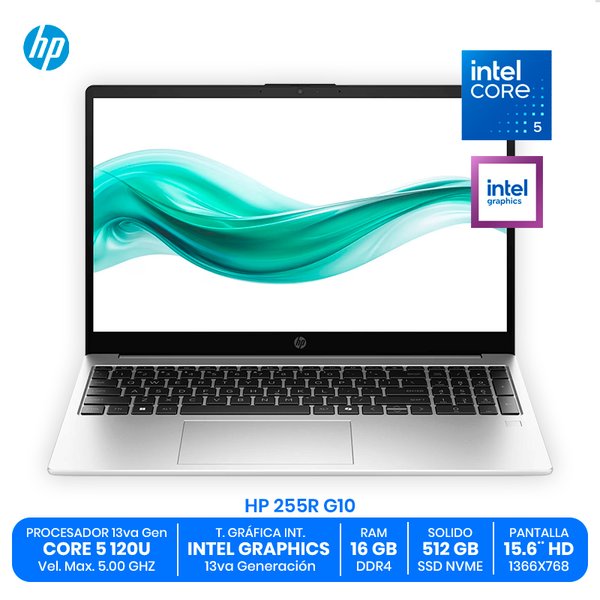 HP 250R G10 / Intel Core 5 120U / 16GB RAM DDR4 / 512GB SSD NVMe / 15.6" HD