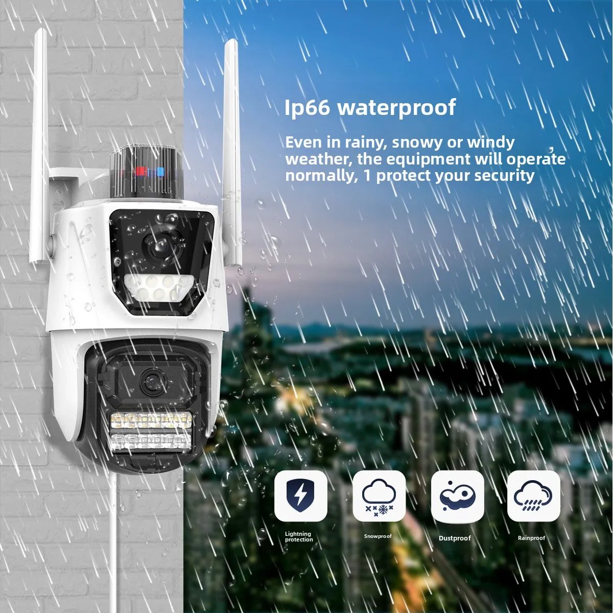 CAMARA DE VIGILANCIA  IP WiFi Externo de 2 Lentes