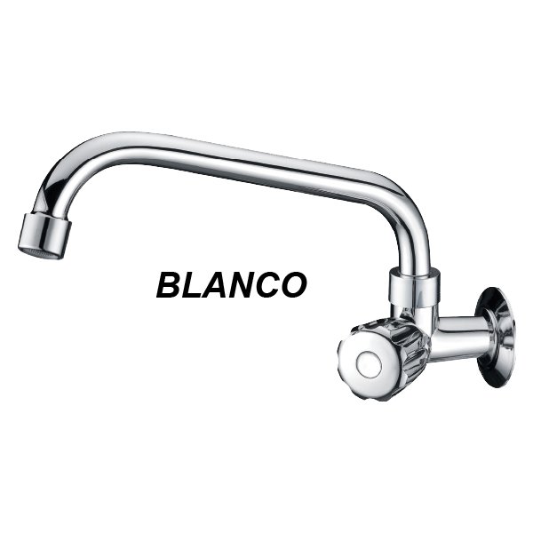 CANILLA COCINA PARED PLÁSTICO BLANCO Y CROMADO WF002