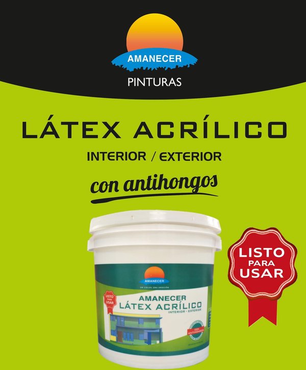 Pintura Latex Acrilico al Agua Amanecer (Interior-Exterior) de 3,6 Lts 