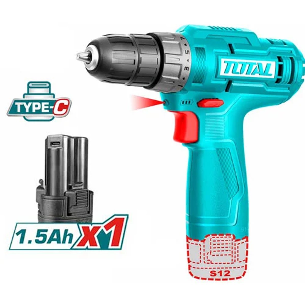 TALADRO ATORNILLADOR  TOTAL 12V  - 2