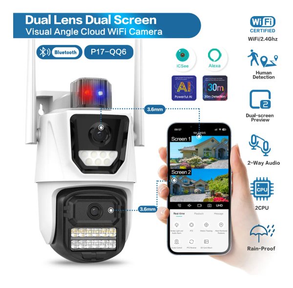 CAMARA DE VIGILANCIA  IP WiFi Externo de 2 Lentes
