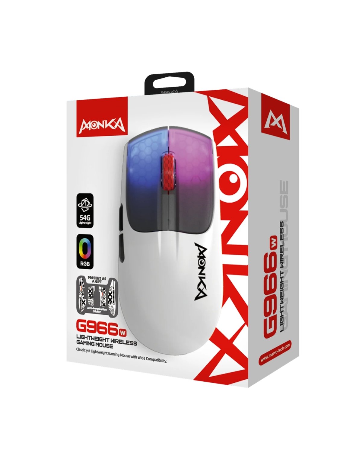 Mouse Gamer Monka G966W White 