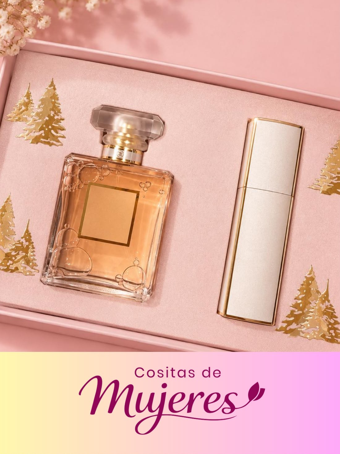 Set de perfume con estuche rosa