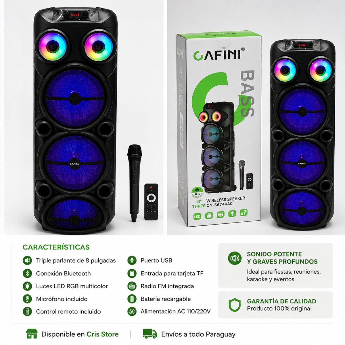 Parlante Bluetooth Gafini CN-S6782 RGB
