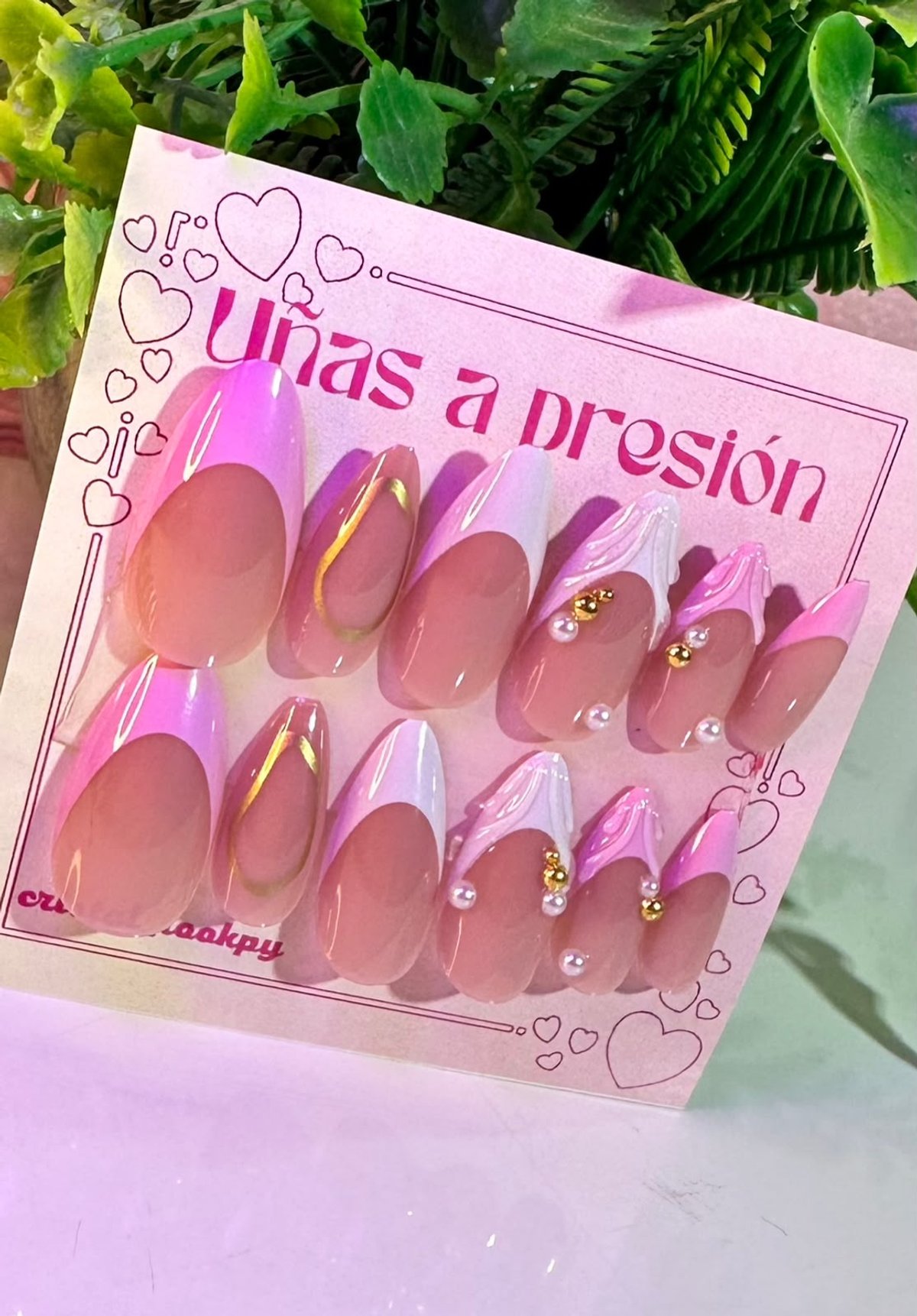Francesa rosa y blanco con 3D – M100-4 - 2