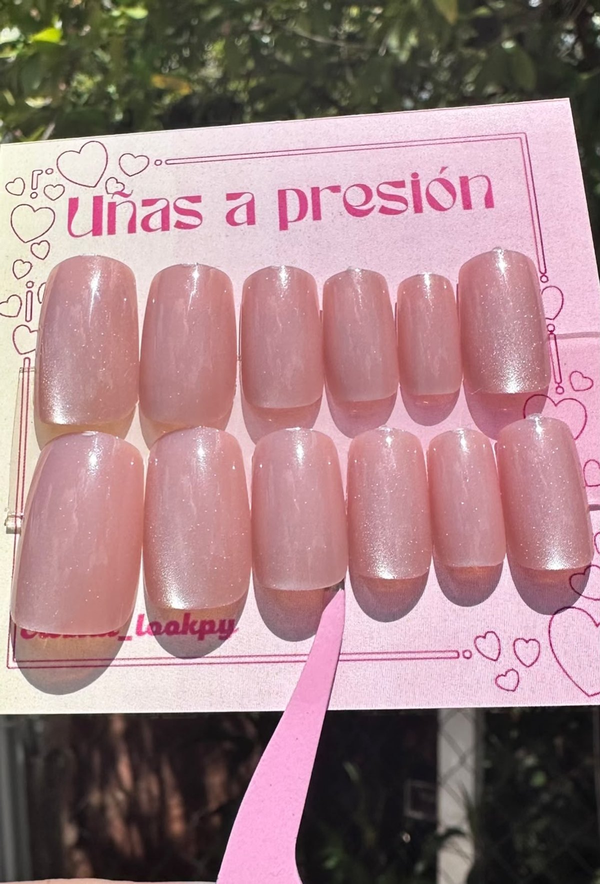 Ojo de gato color rosa particulas -cuadrado-corto- POG-109 - 3