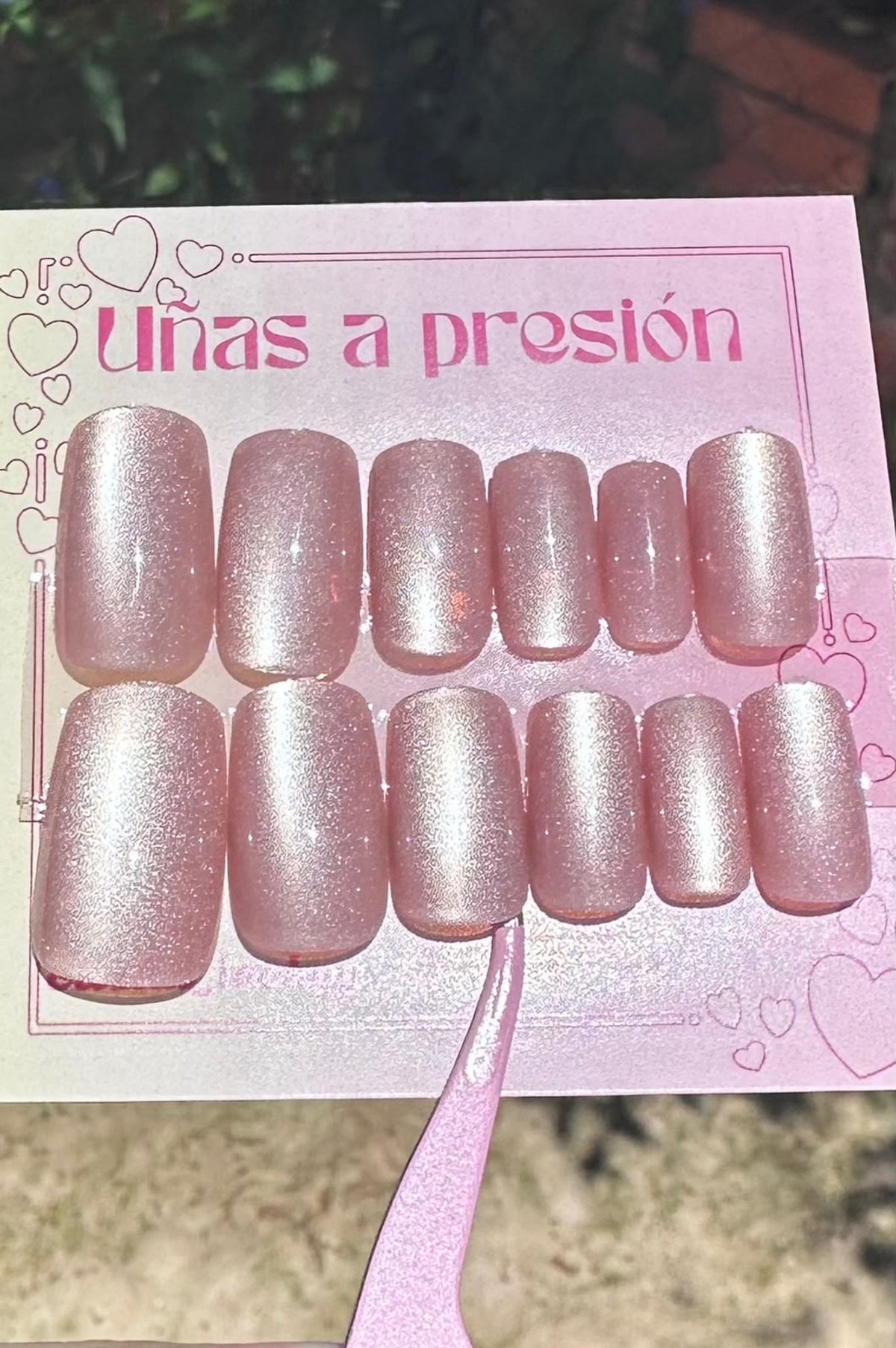 Ojo de gato color rosa particulas -cuadrado-corto- POG-109 - 2