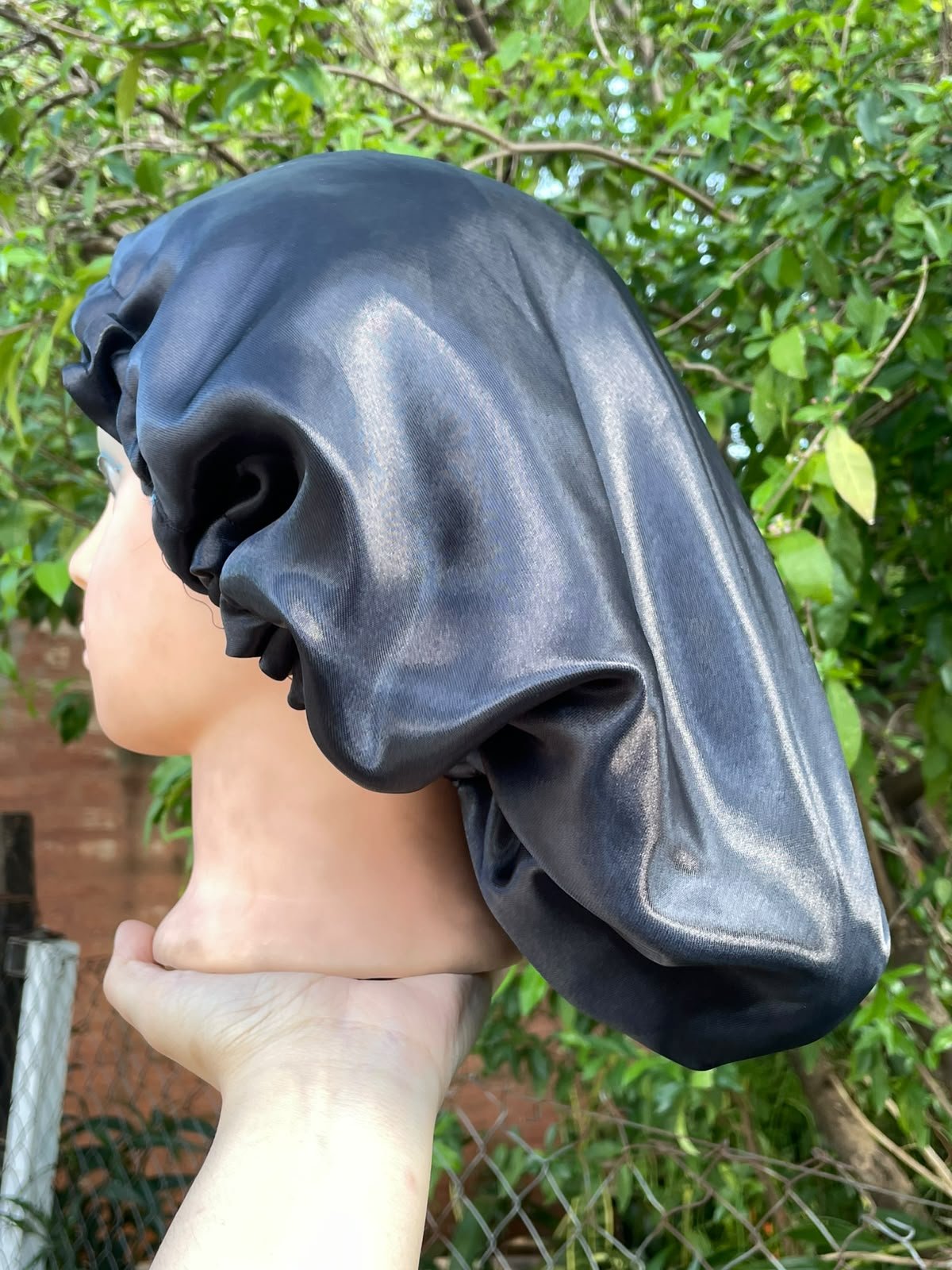 Gorro de satín Negro para el cabello