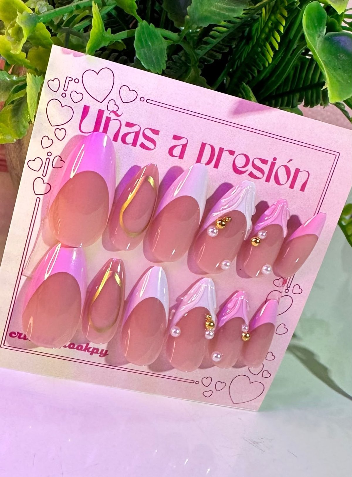 Francesa rosa y blanco con 3D – M100-4