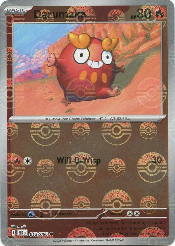 Black Bolt Darumaka (Poke Ball Pattern) 013/086