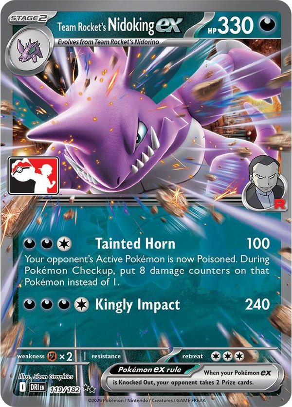 Team Rocket's Nidoking ex - 119/182 - Prize Pack Series Cards Castellano