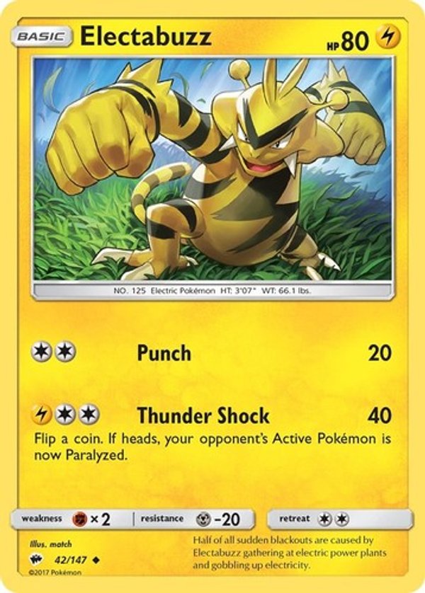 Electabuzz (42/147) Reverse Holofoil Uncommon NM SM03 SM