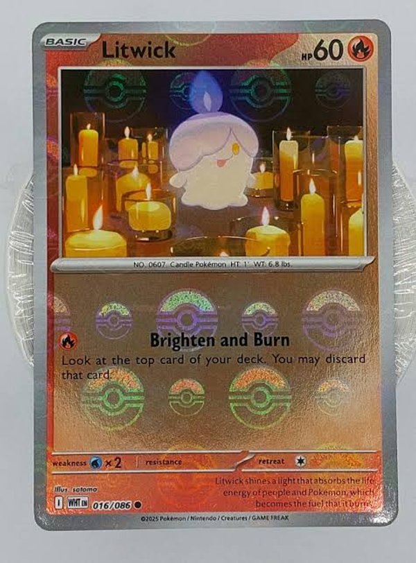 Litwick 16/86 Pokeball Holo White Flare
