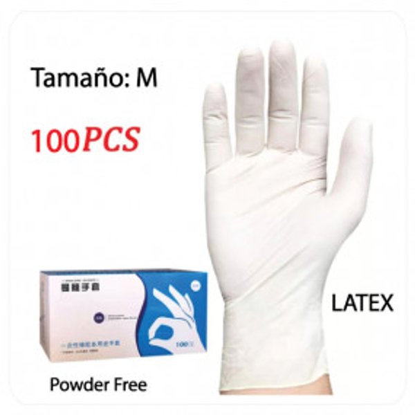 Guantes de Látex Desechables sin Talco M