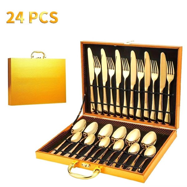 Juego de Cubiertos Elegantes de Acero Inoxidable (24 Piezas)