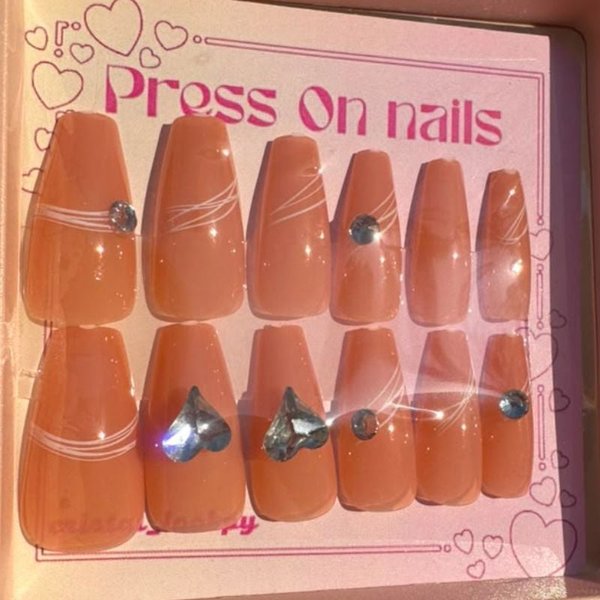 Nude versatil Press On con pedreria M008-9