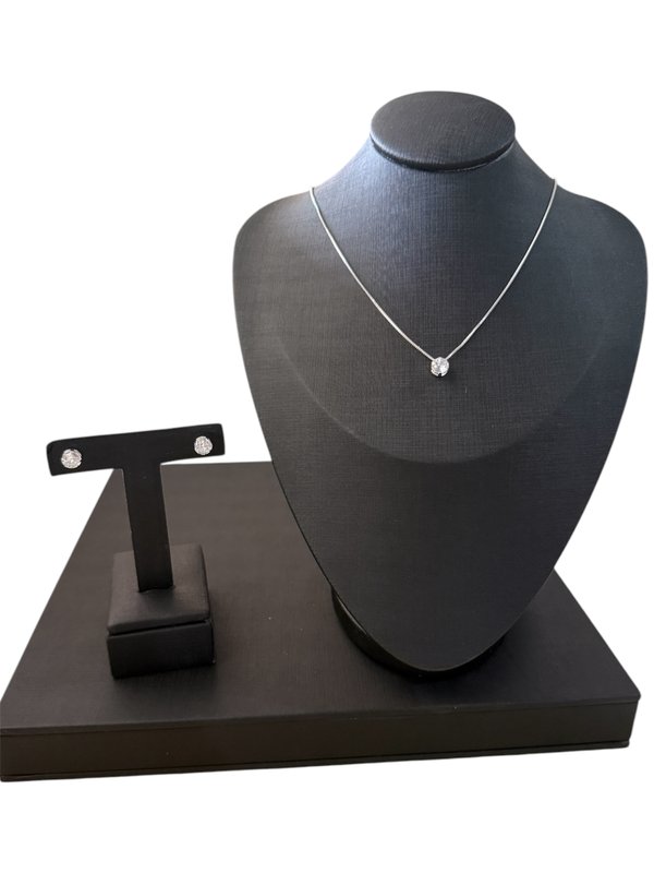 Conjunto punto de luz redondo bañado en plata 