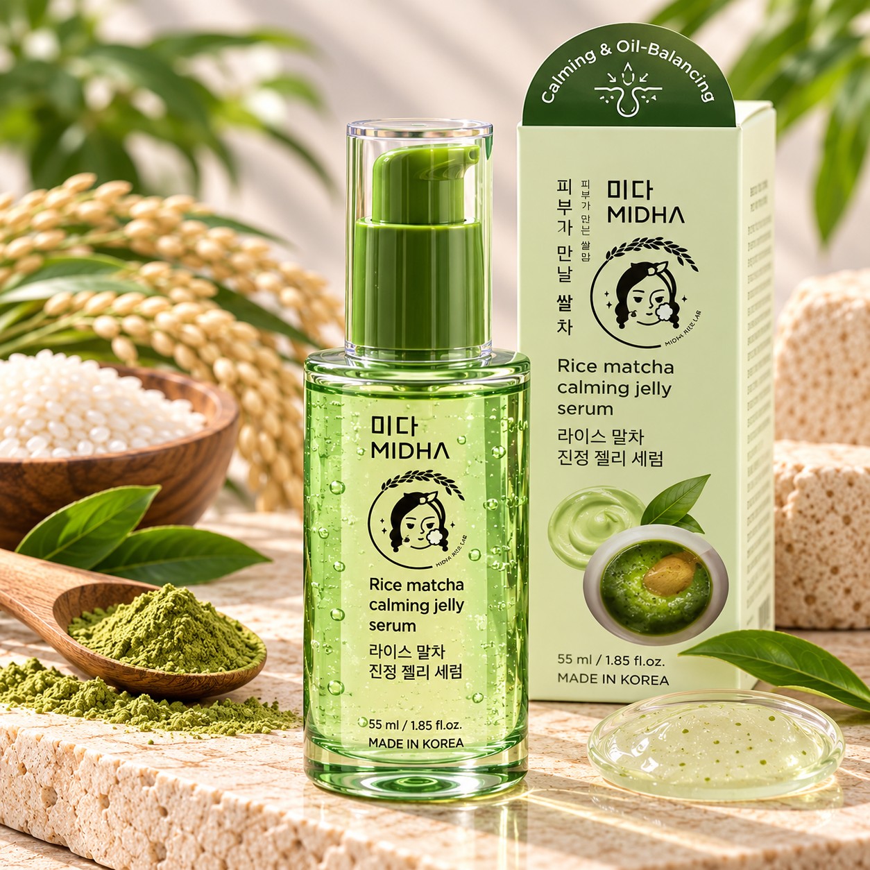 MIDHA Rice Matcha Calming Jelly Serum – 55 ml