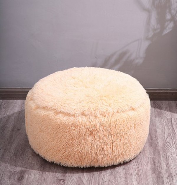 Puff Peludo Crema / Beige
