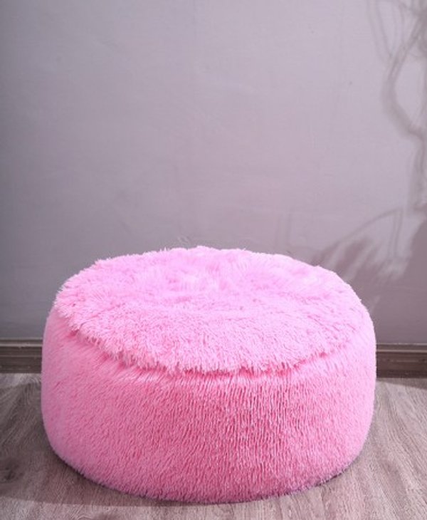 Puff Peludo Rosa Bebé
