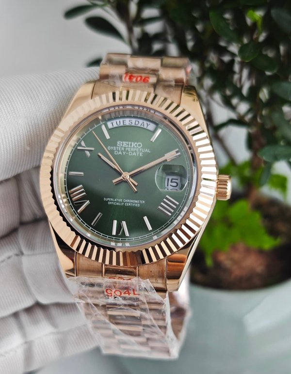 Seiko Mod Daydate "Verde Oliva" Oro Rosa