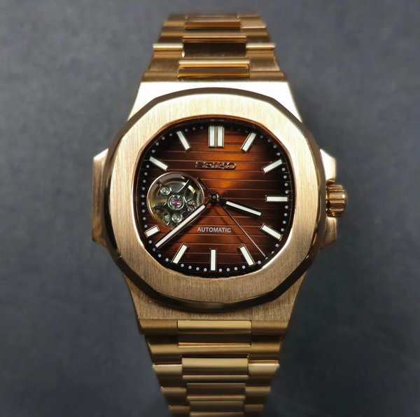 Seiko Mod Nautilus "Oro Rosa & Chocolate” Openheart