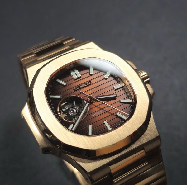 Seiko Mod Nautilus "Oro Rosa & Chocolate” Openheart