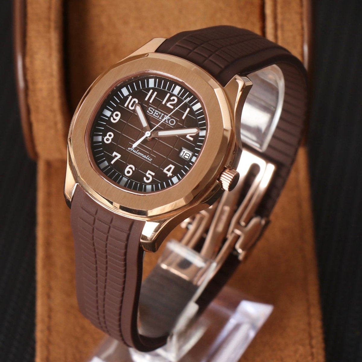 Seiko Mod Aquanaut "Oro rosa y chocolate" - 3