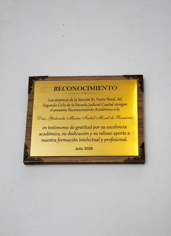 PLACA DE RECONOCIMIENTO (SOLO PLACA)