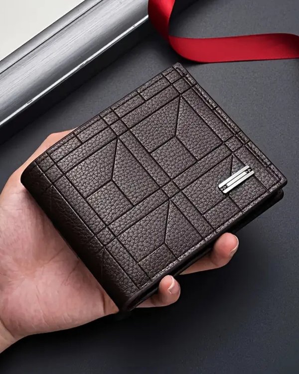 Billetera Hombre Elegancia Urbana – Diseño Geométrico con Múltiples Ranuras
