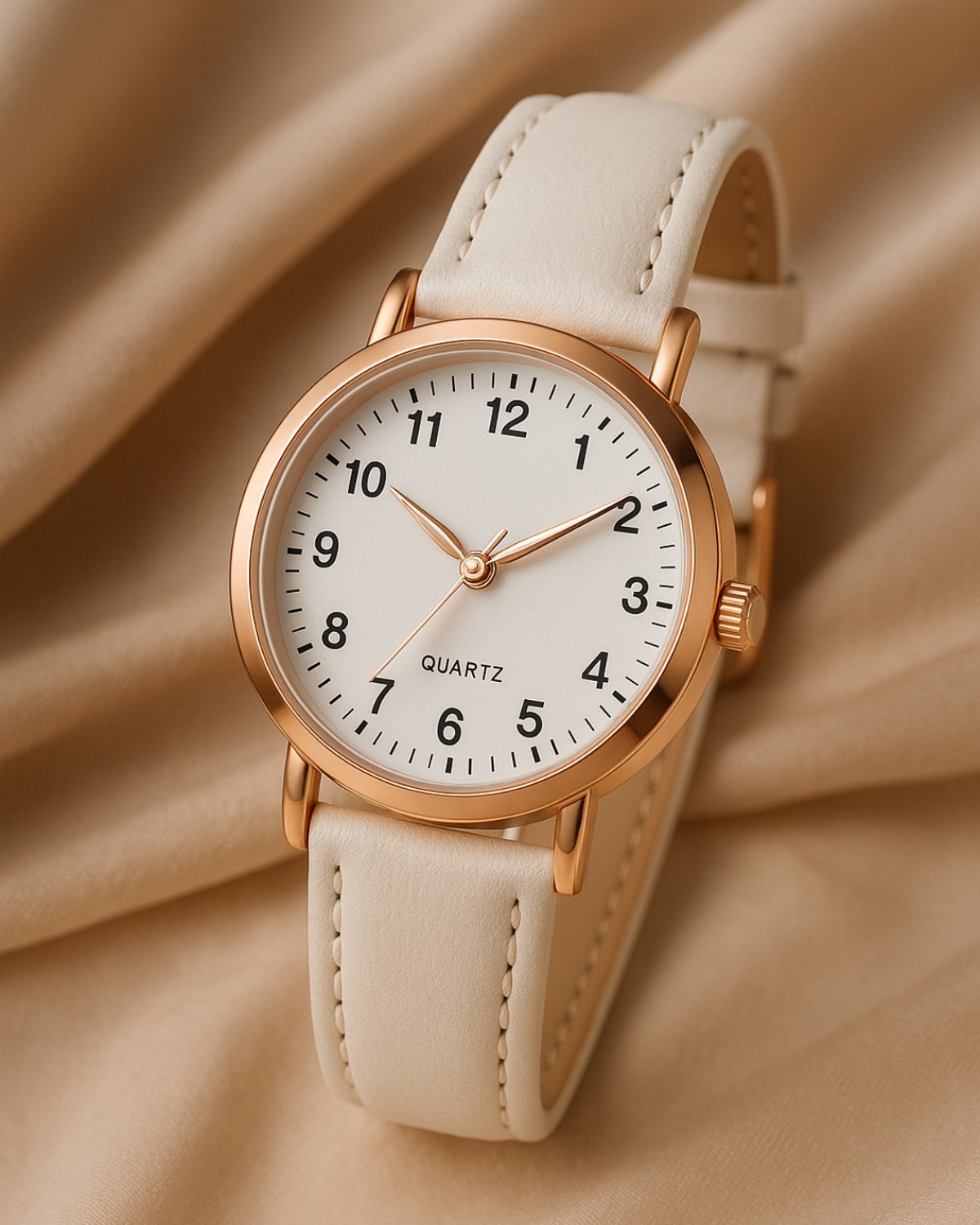 ⌚ Reloj Minimalista para Mujer – Correa Blanca y Esfera Elegante en Oro Rosa