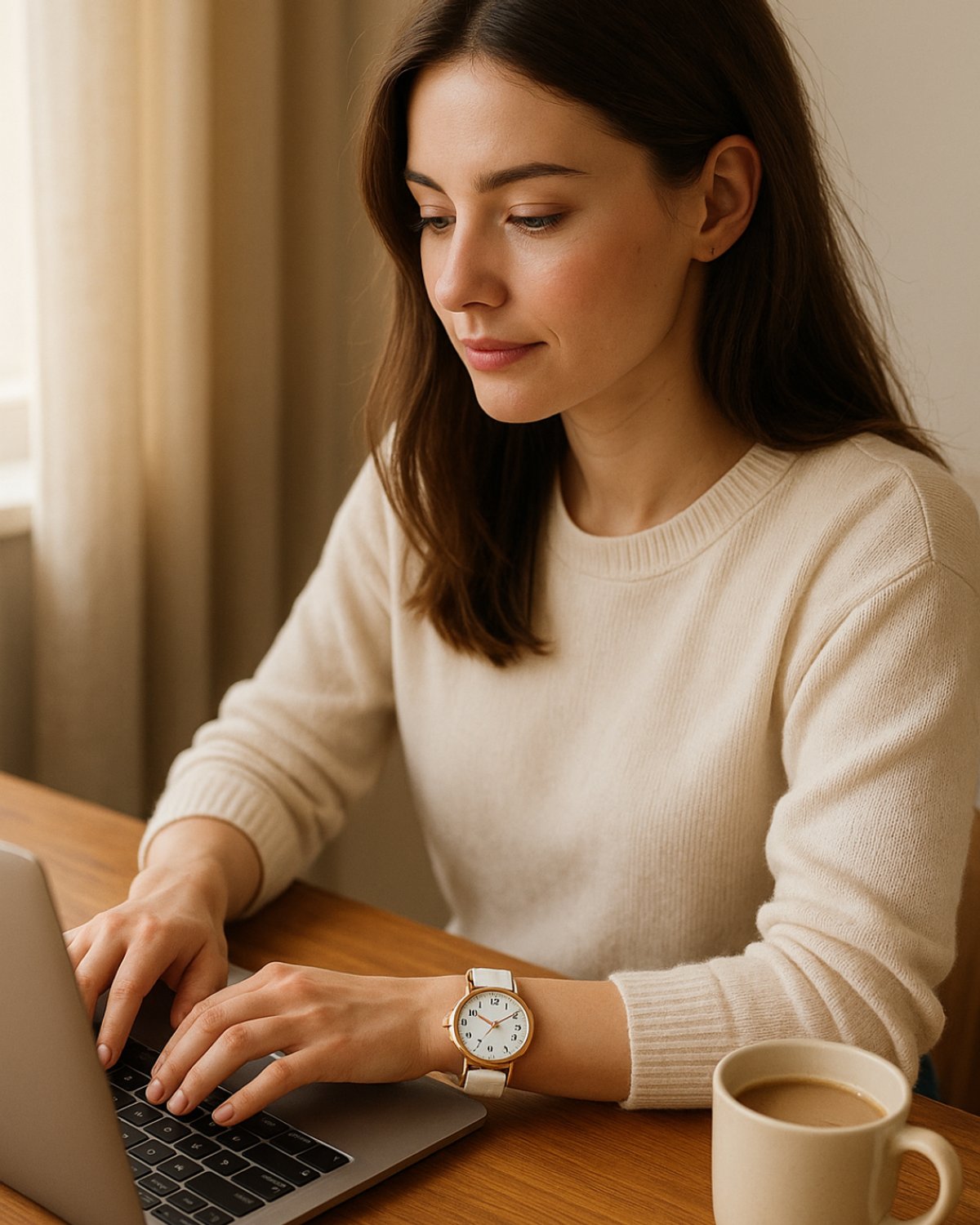 ⌚ Reloj Minimalista para Mujer – Correa Blanca y Esfera Elegante en Oro Rosa - 4
