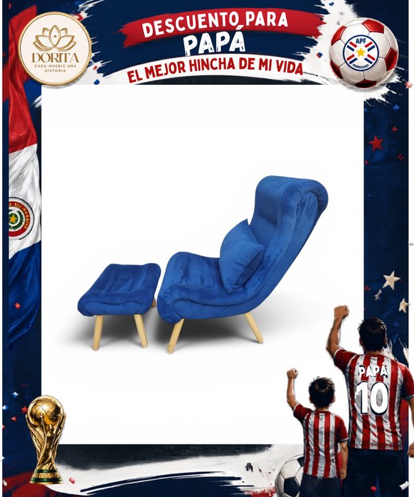 POLTRONA DOROTEA CON BANQUETA AZUL