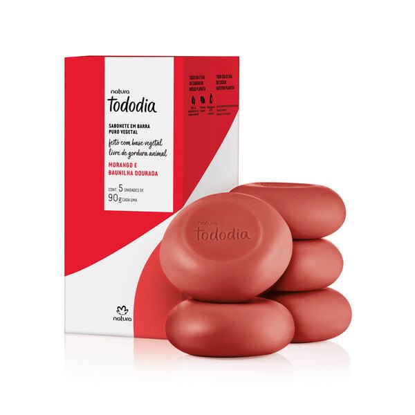 Jabon en barra Morango e baunilha dorada 5x90g