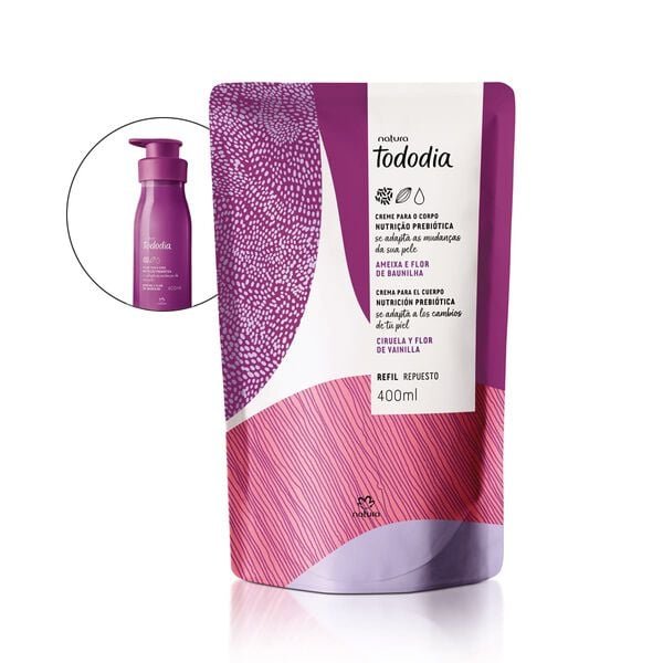 Refil crema nutritiva para cuerpo Tododia Ameixa e Flor de Baunilha 400ml