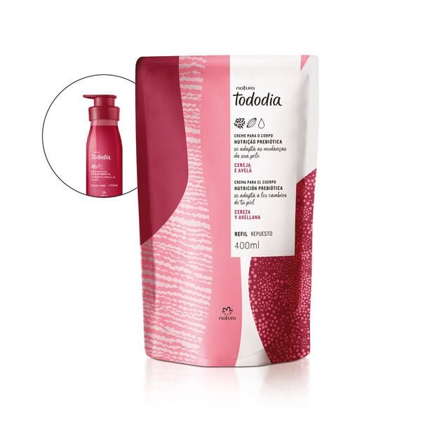 Refil crema nutritiva para cuerpo Tododia Cereja e Avelã 400ml