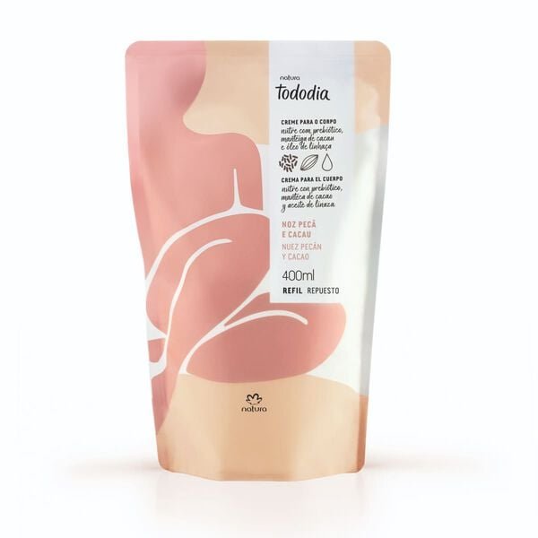Refil crema nutritiva para cuerpo Tododia Noz Pecã e Cacau 400ml