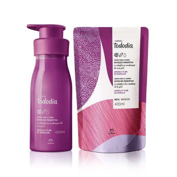 Kit crema y repuesto Tododia Ameixa e Flor de Baunilha 400ml