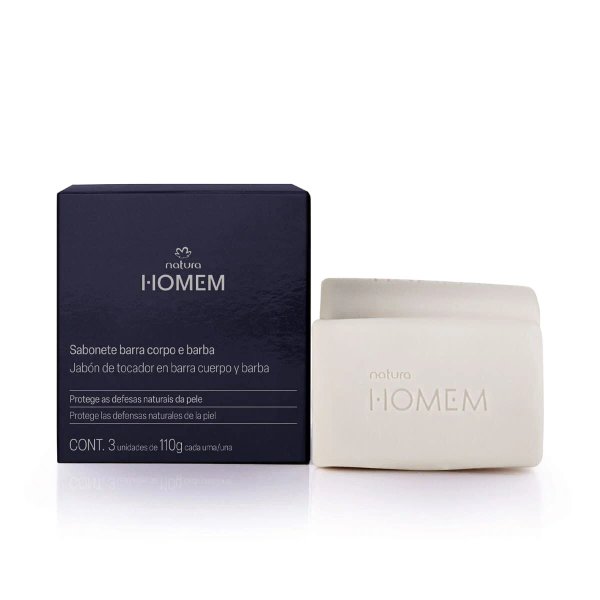 Jabón en barra 2 en 1 Cuerpo y barba Natura Homem masculino 3x100g