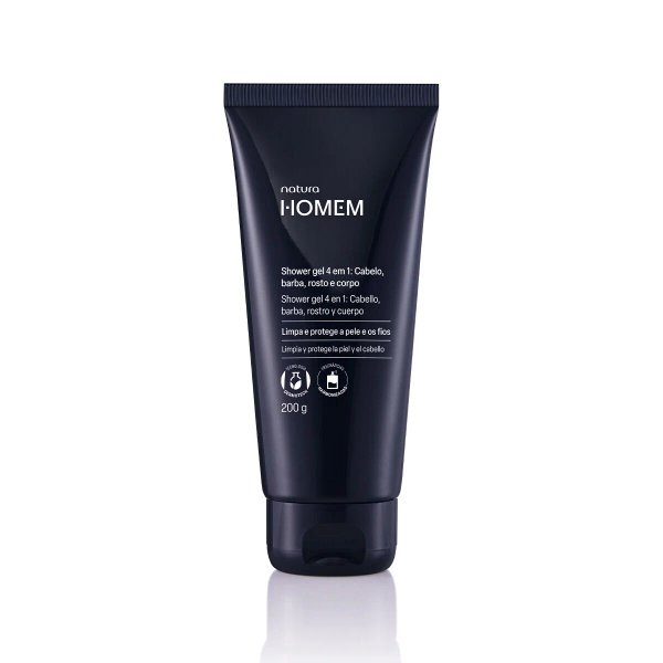 Shower Gel 4 em 1; cabello, barba, rostro y cuerpo Natura Homem masculino 200g