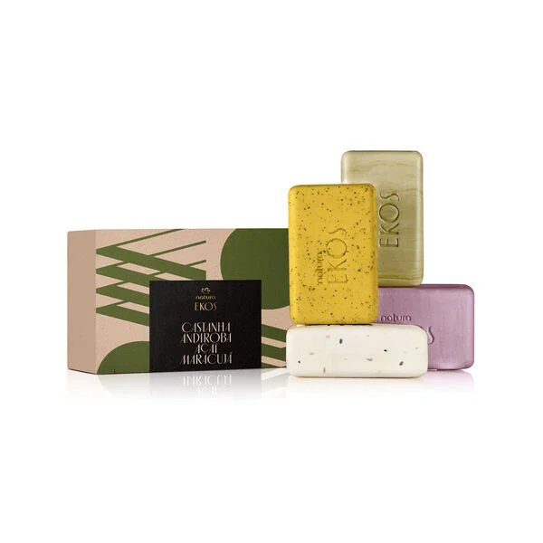 Jabón en barra puro vegetal cremoso y exfoliante Ekos 4 unidades de 100 g