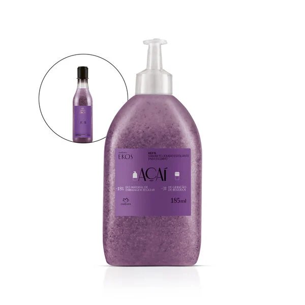 Recarga Jabón Líquido Exfoliante para el Cuerpo Ekos Açaí 185 ml