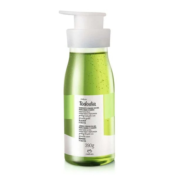 Jabón liquido en gel para manos y cuerpo Tododia Alecrim e Sálvia 390g