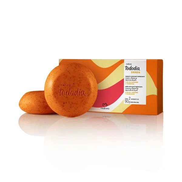 Jabón en barra exfoliante energizante Tododia Flor de Gengibre e Tangerina 2x90g