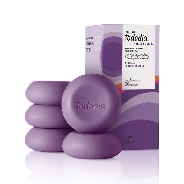 Jabón en barra Puro Vegetal Tododia Amora e Flor de Pêssego 5x90g