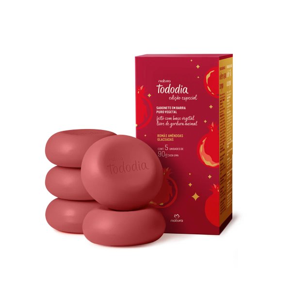 Jabón en barra Tododia Romã e Amêndoas Glaceadas 5x90g
