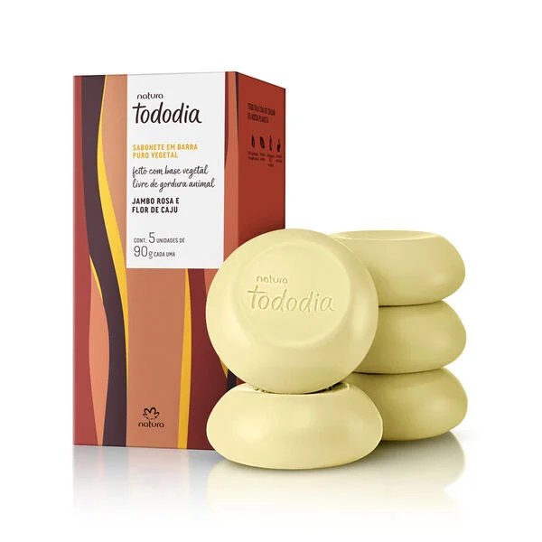 Jabón en barra Tododia Jambo Rosa e Flor de Caju 5x90g