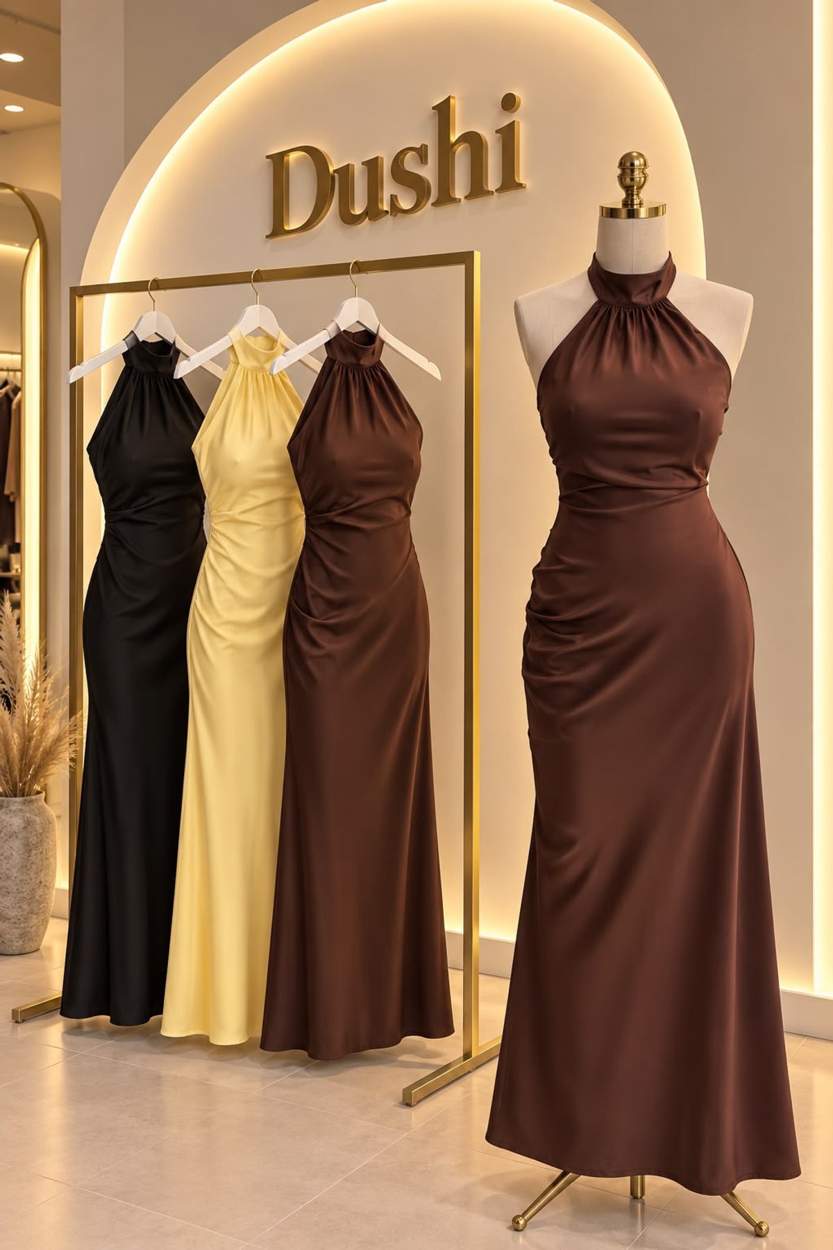 Vestido satin halter 